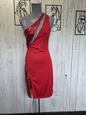 Dreamgirl NWT Red Sequin Cutout Bodycon Dress Size Large Party Clubwear Holiday